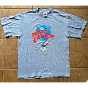 Vintage 1991 Planet Hollywood Paris T Shirt Mens L Blue Tee